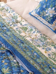 Traditional Floral Printed Cotton <b>Quilt</b> Set With Embroidered Design All-Season <b>Bedding</b> - Product Image 3