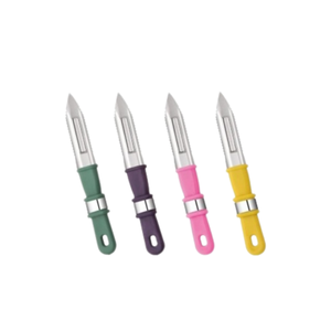 Ensemble de 4 éplucheurs de légumes colorés en acier inoxydable avec lame de scie, outil de découpe de pommes de terre et fruits, kit d'ustensiles de cuisine multi-packs - Product Image 3