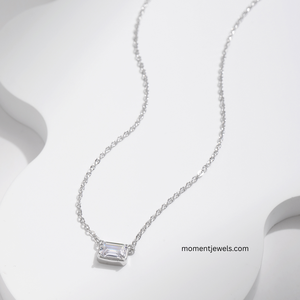 925 Sterling Silver Zircon <b>Pendant</b> Necklace for Women Silver Plated Cable Chain Simple Classic Style Solid Color - Product Image 3