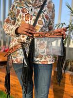 Tas Selempang Transparan Desain Baru Bergaya dengan Ukiran Kulit, Dompet Kulit Berkapasitas Besar dengan Ritsleting