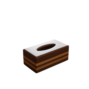 Boîte à mouchoirs en bois faite à la main avec des rayures incrustées pour la décoration de la maison, du bureau, du comptoir ou de la coiffeuse – En promotion - Product Image 4