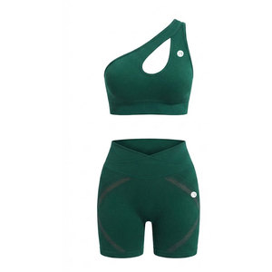 Ensemble de sport côtelé sans coutures pour femmes, taille haute, extensible, pour fitness, entraînement, course à pied et exercices. - Product Image 5