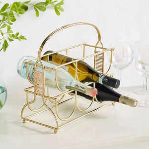 Porte-vin rustique en fer pour table de salle à manger, avec une construction métallique robuste et un support élégant pour le rangement des bouteilles - Product Image 1