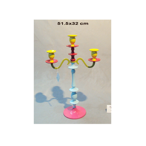 Candelabro de cinco brazos colorido, artístico y multicolor, centro de mesa decorativo para el hogar, soporte de velas original para fiestas y sala de estar. - Product Image 4