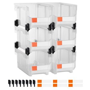 Set di 6 Contenitori Impilabili in Plastica 14,8 X 8,5 X 7,1 Pollici per Organizzazione e Stoccaggio nell'Armadio - Product Image 1