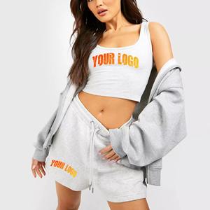 Conjunto Deportivo de Dos Piezas para Mujer, Personalizado, de Alta Calidad, Transpirable, Manga Larga, Cuello Redondo, Top y Pantalones Cortos de Verano con Encaje, 100% - Product Image 6