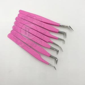 แหนบสเตนเลสแบบแข็งแหนบปลายสีเงินเคลือบด้วยผงสีชมพูยอดนิยมติดป้ายได้ตามต้องการ - Product Image 5