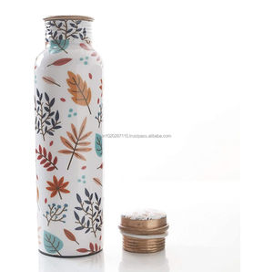 Stylish copper <b>water</b> <b>bottle</b> with enamel printed design for fitness yoga gym daily <b>water</b> drinking - Product Image 6