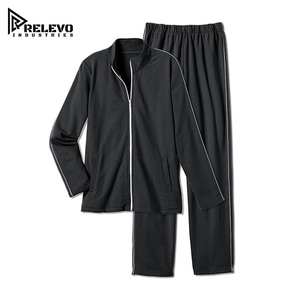 Conjunto Deportivo Unisex Negro Premium, Chaqueta con Cierre Completo y Cuello Alto, Color Sólido, Ropa Casual Personalizada para Fitness, Cualquier Color - Product Image 1