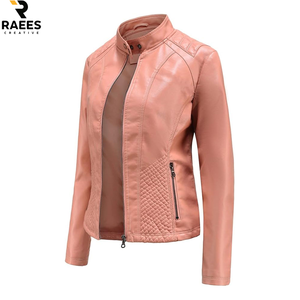 New Trendy Stylish Casual Long Quilted <b>Sheep</b> <b>Skin</b> Leather <b>Jacket</b> for Women Cotton Breathable Waterproof Windproof Zipper Closure - Product Image 3