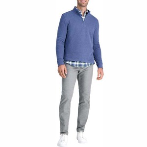 Suéter de Punto Azul para Hombre, Estilo Casual, Cuello Redondo con Cierre de Cremallera, Corte Regular, Color Sólido, Manga Larga, para Otoño - Product Image 3