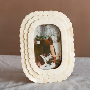 Marcos de Fotos Decorativos de Estilo Moderno con Incrustaciones de Hueso y Resina, Hechos a Mano, Ecológicos, de Metal Plateado, Color Personalizado - Product Image 1