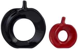 Modern Ceramic Apple Vase Set Decorative Hollow Tabletop Flower Vase for Living Room Bedroom Office Home Decor Red & Black - Product Image 5