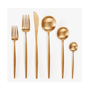 Gold Plated Flatware Set <b>Vintage</b> Metal <b>Cutlery</b> Set Mirror Finish Dessert Spoon Fork Knife for Table Decor For Clubs & Pubs Table - Product Image 5