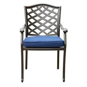 Navy <b>Blue</b> Outdoor Patio Aluminum Dining <b>Arm</b> <b>Chair</b> with Cushion Set of 2 for Garden Use - Product Image 4