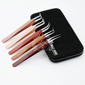 Pinzas al por mayor con punta de fibra de acero inoxidable de 90 grados para pestañas, herramienta para recoger pestañas de volumen, pinzas para extensión de pestañas - Product Image 4