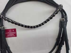 Brida de cuero de primera calidad para caballo con diadema de cristal ondulado de 8 mm y cabezal y narigueña acolchados suaves, venta al por mayor - Product Image 3