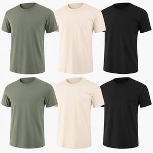 T-shirt pour homme en soie, col en V, manches courtes, coupe ample, bordure contrastée, polyester/coton, anti-rides, écologique, respirant, léger - Product Image 3