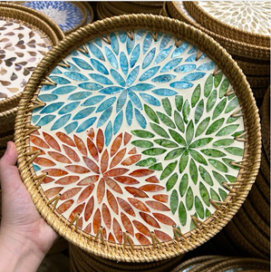 Plateau en rotin tissé à la main pour la décoration de la maison, le rangement, l'affichage et la conception d'intérieur minimaliste - Product Image 5