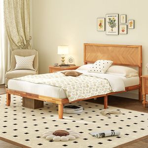 Struttura letto matrimoniale in legno con testiera e spazio contenitore integrato - Product Image 2