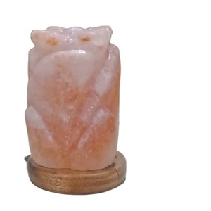 Lámpara de sal rosa del Himalaya con flor tallada USB ecológica, decoración del hogar en Pakistán, estilo cesta, artesanías naturales de tipo amor - Product Image 1