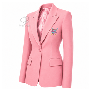 Gamma Phi Delta Women's Single Breasted Blazer Embroidered Notch Lapel Tailored Office Business <b>Suit</b> Jacket Formal Workwear - Product Image 2