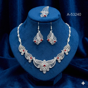 Women's Indian Wedding Gold Plated Zinc Alloy Lab Created Zircon Jewelry Set Trendy Torques Link Choker Dangle Earrings A-53241 - Product Image 2