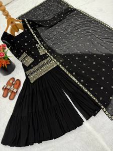 New Designer Traditional Indian Ethnic Dress-Heavy Embroidery Sequin Work Top-Dupatta Fully Stitched Midi Bottom Eco-Friendly - Product Image 2