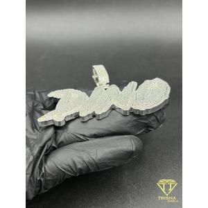 Lab Grown Diamond Script <b>Name</b> Pendant Iced Out Hip Hop <b>Necklace</b> <b>Custom</b> Letter Bling Jewelry Gift - Product Image 2