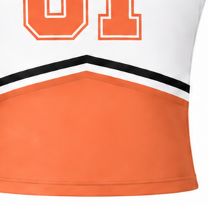 <b>Orange</b> Cheerleading Uniform <b>Top</b> Sleeveless V Neck Athletic Dance Team Practice Performance Sportswear Apparel - Product Image 6