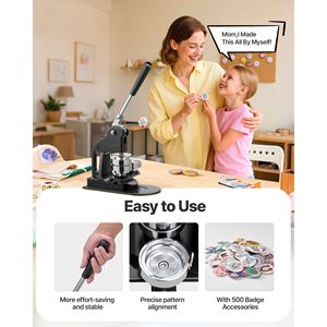 Ergonomi 2.25 Button Maker Machine Pin Maker Machine 500pcs Button Parts Circle Cutter Hex Wrenches Magic Button <b>Making</b> Machines - Product Image 4