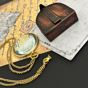 Collar con Lupa de Latón Vintage con Estuche de Cuero y Cadena Larga Dorada, Lente de Lectura Portátil de Estilo Antiguo - Product Image 6