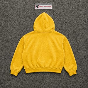 Sudadera con capucha con cremallera amarilla con estampado gráfico oversize para hombre, estilo casual de forro polar con cremallera frontal, corte regular, estilo otoñal, vintage. - Product Image 6
