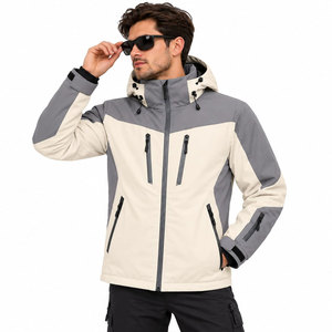 Chaqueta de invierno para hombre, cortavientos, con capucha, acolchada, con bloques de color, cierre de cremallera, cuello alto, gruesa, para esquí y snowboard - Product Image 2