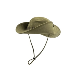 Alta calidad 100% poliéster Faux Suede Unisex Casual ala ancha Cowboy Boonie Caps UPF 50 + protección UV pescador cubo sombrero para el sol - Product Image 4