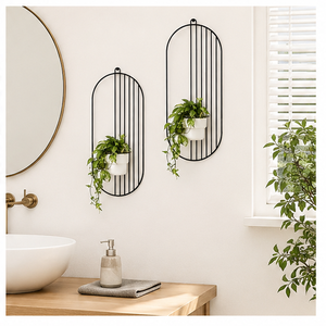 Juego de Macetas Colgantes de Pared de Metal Moderno, Soporte Geométrico Ovalado Minimalista para Plantas, para Jardín Vertical Interior y Decoración de Sala de Estar - Product Image 4