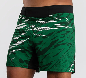 Shorts de sport légers en polyester à imprimé tropical vert, respirants, pour l'entraînement estival, pour hommes et femmes - Product Image 1