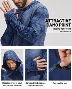 เสื้อฮู้ดดี้ตกปลาแขนยาวสำหรับผู้ชาย ป้องกันรังสียูวี UPF 50+ ซับเหงื่อ แห้งเร็ว เหมาะสำหรับกีฬากลางแจ้ง - Product Image 3
