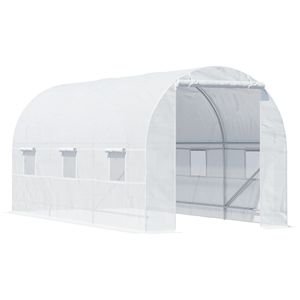 15x7x7 High Tunnel Greenhouse Eco-Friendly <b>Planting</b> Garden with 6 Roll-up Windows and Roll Door 140 GSM PE Cover Steel <b>Frame</b> - Product Image 1