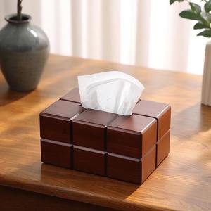 Boîte à mouchoirs contemporaine en bois massif avec compartiments, idéale pour les bureaux de bibliothèque et les comptoirs de café, provenant d'Inde - Product Image 3