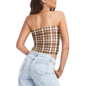 <b>Brown</b> Christmas Tube <b>Top</b> for Women Sublimation Print Detail Strapless Cropped <b>Bandeau</b> <b>Top</b> Versatile Casual Streetwear Apparel - Product Image 4