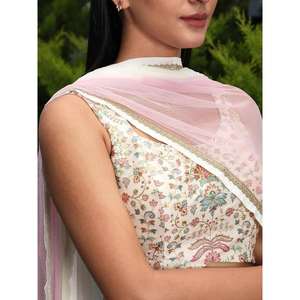 Espléndido blanco roto Georgette boda Lehenga Choli - Product Image 1