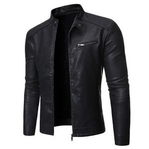 Men's Brown Genuine Leather <b>Biker</b> <b>Jacket</b> Stand Collar Zipper Outerwear Waterproof <b>Vintage</b> Washed Finish Winter Streetwear High - Product Image 2
