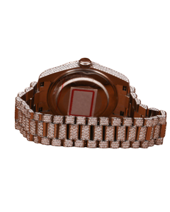 Reloj de Pulsera de Lujo con Bisel Completamente Adornado con Diamantes Moissanite, Diseño Original Personalizado, Esfera Blanca con Números, Estilo Hip Hop - Product Image 4