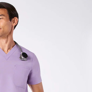 Men Lavender <b>Purple</b> V Neck Short Sleeve <b>Scrub</b> Set Hospital Nurse Uniform with Pocket - Product Image 3