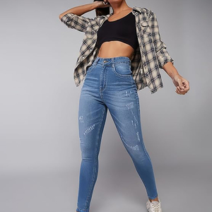 High Quality High Waist Women's Denim Pants OEM Factory Direct Sale Streetwear Style Embroidery Hotsale Straight Loose Fit - Product Image 5