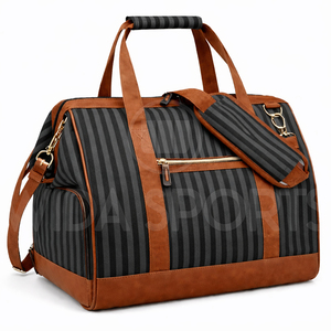 Sac de sport et de voyage personnalisé dernière génération en polyester avec garniture en cuir PU, grande capacité, fermeture éclair étanche, écologique, fabricant OEM ODM - Product Image 2