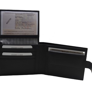 <b>Men's</b> <b>Black</b> Genuine Leather Bifold <b>Wallet</b> Minimalist Fold Closure Short Daily Use Multiple Card Slots Open Closure Vintage - Product Image 4