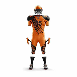 Ensemble de maillots de football américain personnalisés pour hommes, rouge, bleu, blanc, sublimé, col en V, manches courtes, respirant, ajusté - Product Image 6