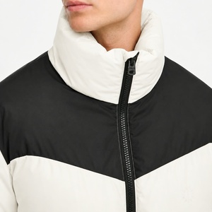 Blouson matelassé pour homme, blanc et noir, col mandarin, à capuche, fermeture éclair frontale, garniture en fourrure, respirant, coupe-vent, hiver, décontracté, standard - Product Image 6